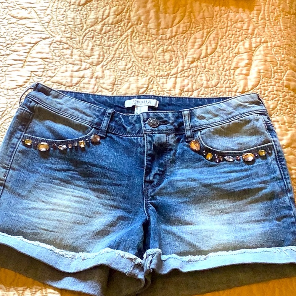 Forever 21 Bling Faded jean shorts